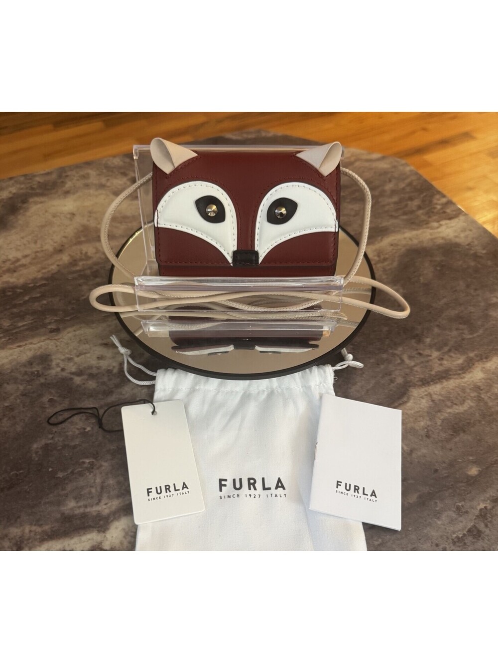 Furla Allegra Micro Red Fox Crossbody Leather Cherry Wallet